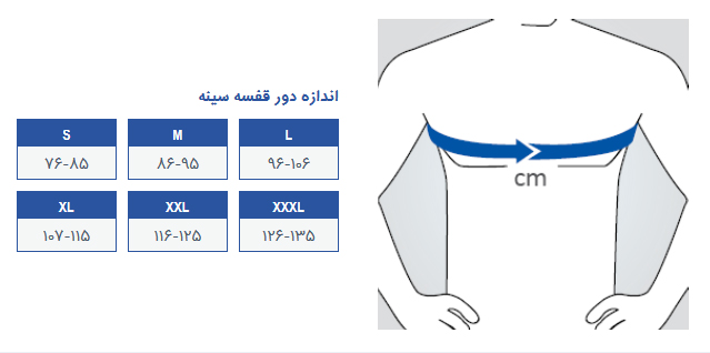 راهنمای اندازه دور قفسه سینه قوزبند پل دار